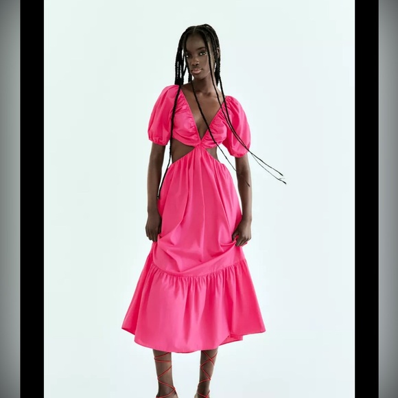 Zara Dresses & Skirts - Zara Poplin Cut-Out Maxi Dress